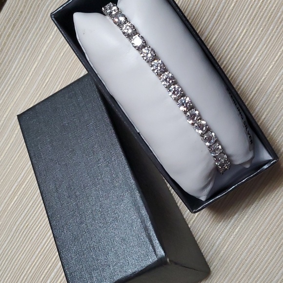 NEW 925 Sterling Silver Round CZ White Diamond Tennis Bracelet 7.25" - Picture 1 of 16